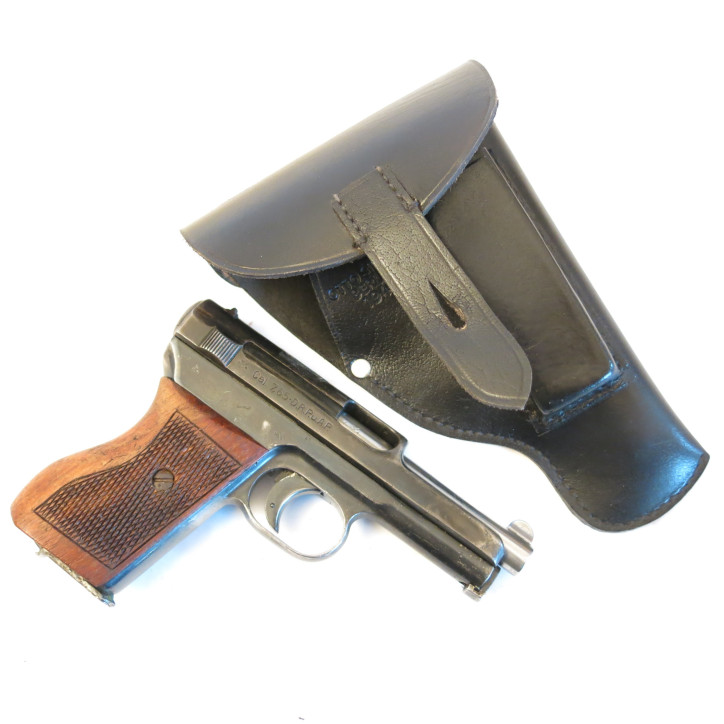Etui cuir noir PA Mauser 1914 ou 1934 "Otto Sindel 1941"