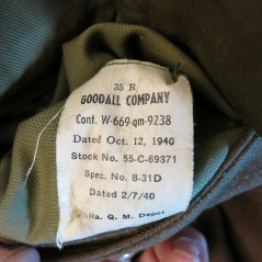 Coat serge wood OD Veste medical US 1940 ref bo 458