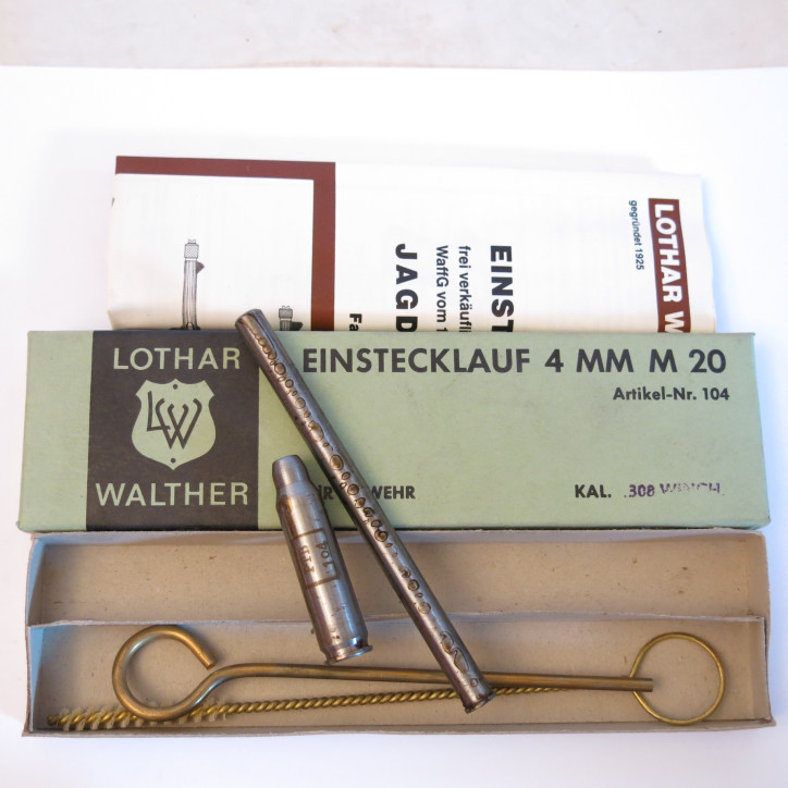 Tube reducteur avec cartouche reductrice  Lothar Walther 308 Win  en calibre 4 mm M 20  ref 38