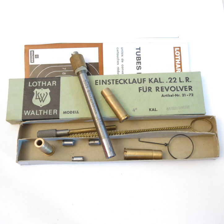 Tube reducteur rayé  Lothar Walther revolver calibre 44 magnum calibre 22 long rifle  ref 69 canon 4 pouces