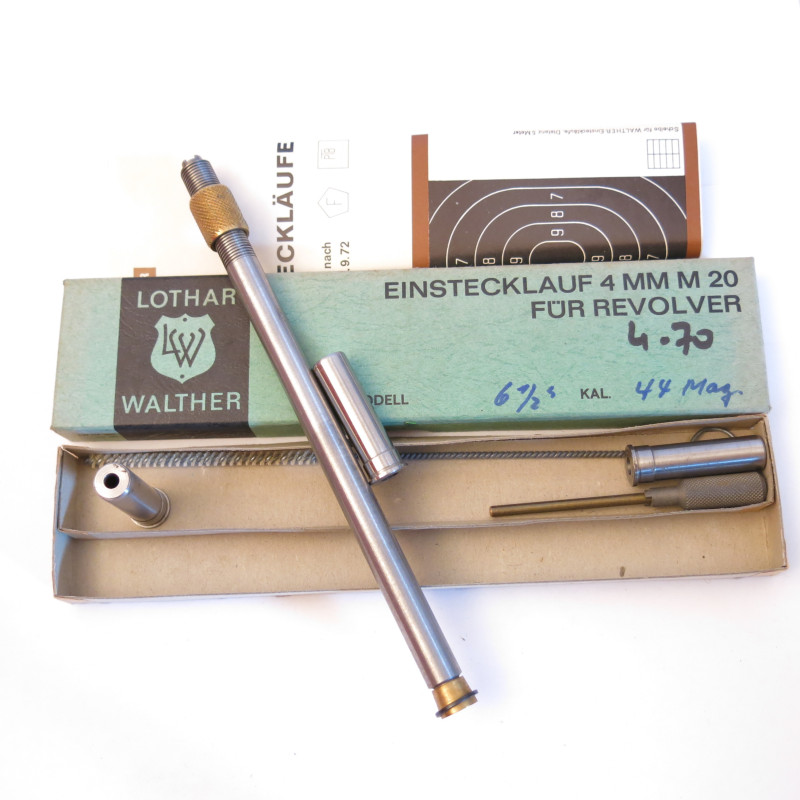 Tube reducteur rayé  Lothar Walther revolver calibre 44 magnum calibre 4 mm M20  ref 71 canon 6 pouces 1/2