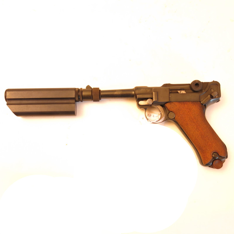Silencieux plat pour pistolet P08 Luger 22 long rifle avec adaptateur Ref ber21