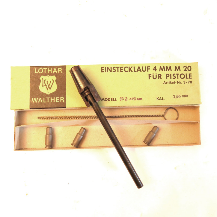 Tube reducteur rayé Lothar Walther pistolet P08 Luger calibre 7.65 en calibre 4 mm M20  ref 90
