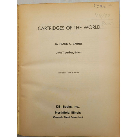Livre Cartridges of the world Frank C. Barnes et9