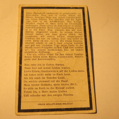 Avis de décès soldat Allemand Panzer grenadier  Willy Schleiss  bo doc