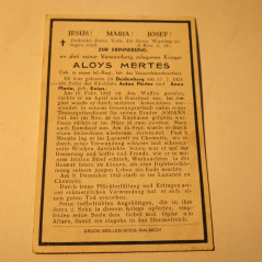 Avis de décès soldat Allemand Aloys Mertes   