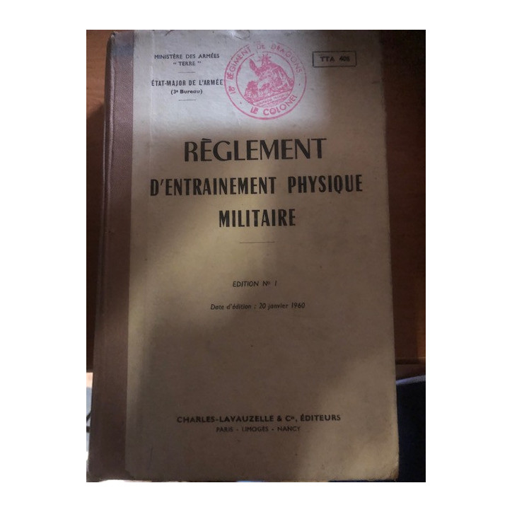 Livre Règlement d'entrainement physique militaire Ed No 1 1960 de C. Lavauzelle & Cie