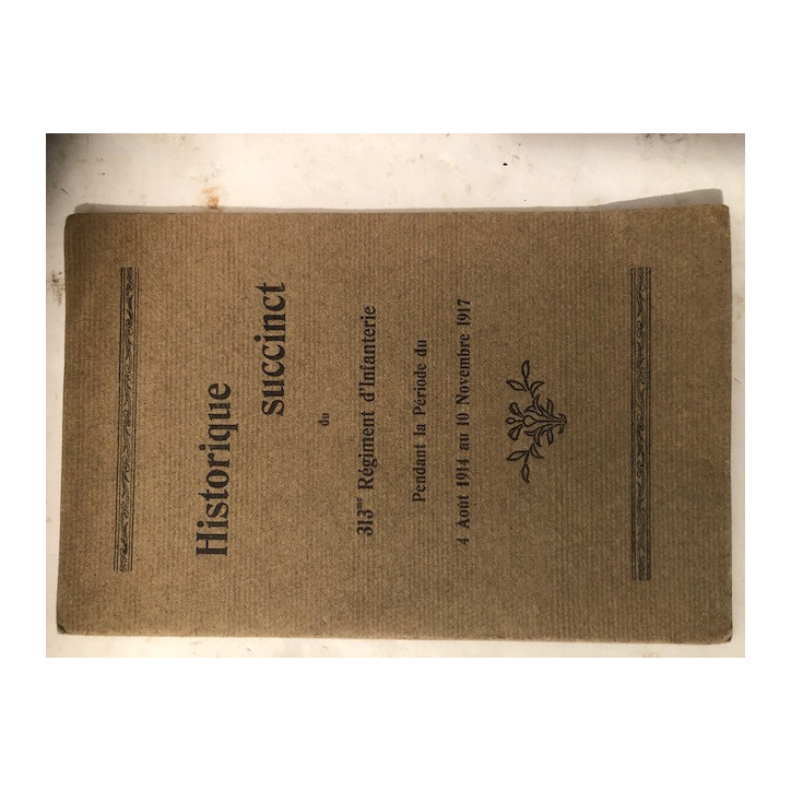 Livret Historique Succinct du 313eme Régiment d'infanterie et18