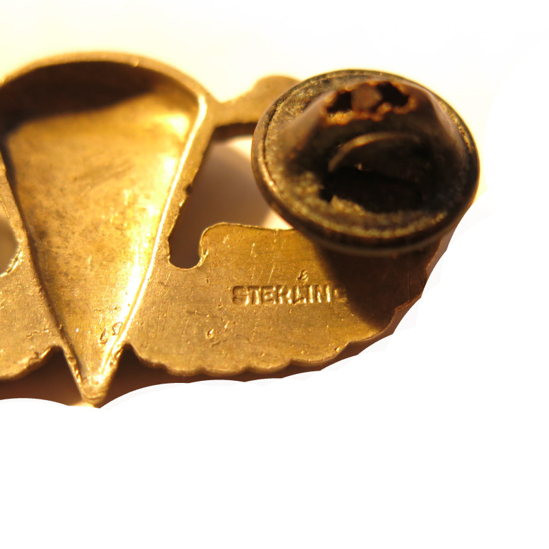 Brevet de parachutiste métal original US sterling ref 34 bo 4