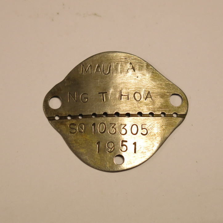 Plaque d'identité suppletif Vietnamien Indo matri 103305  ref bo38 