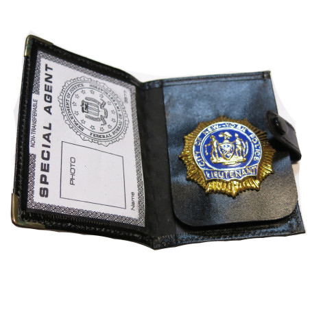 Plaque police New york Lieutenant avec porte cuir ref bo99