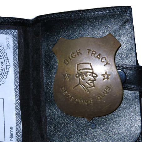 Plaque police Dick Tracy detective avec cuir ref bo 104