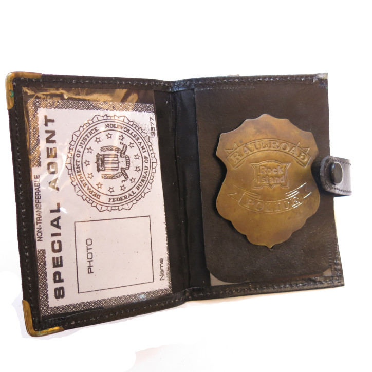 Plaque police Railroad Rock Island  avec cuir ref bo 104 