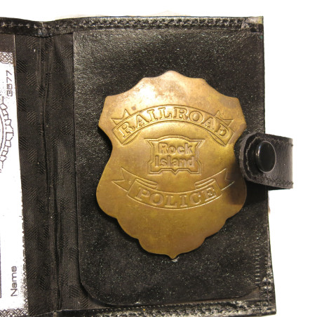 Plaque police Railroad Rock Island avec cuir ref bo 104