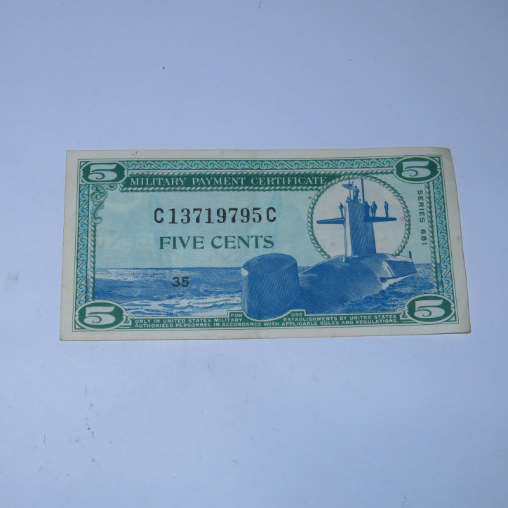 Billet 5 cents military payment serie 681 de 1969 ref bo 43