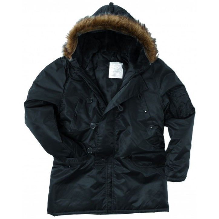 Parka N3B Teesar Noire avec capuche en fourrure 