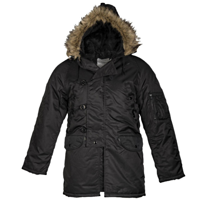 Parka N3B Teesar Noire avec capuche en fourrure 