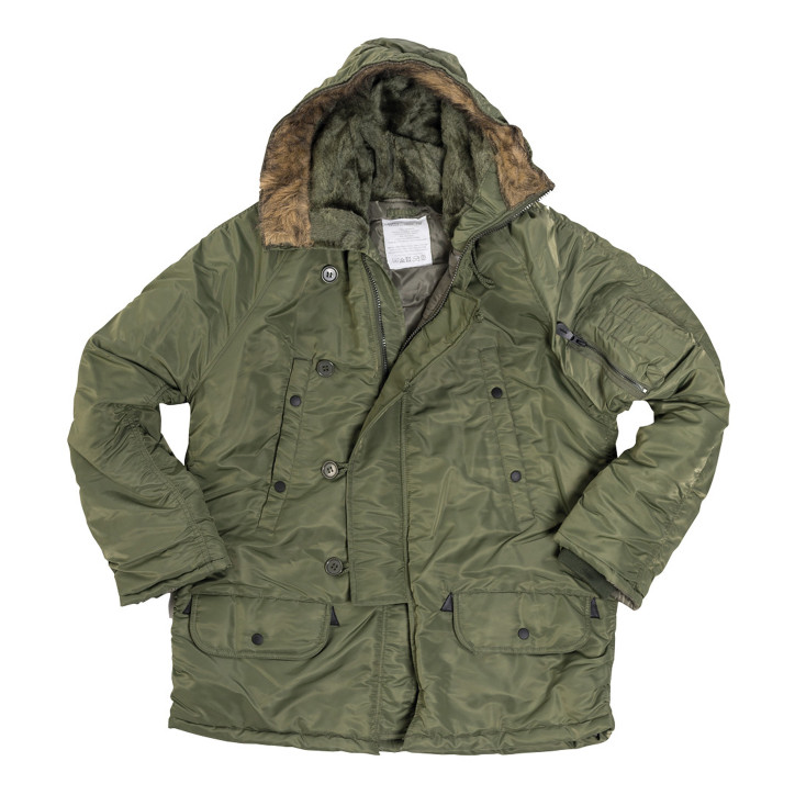 Parka US N3B Verte avec capuche en fourrure