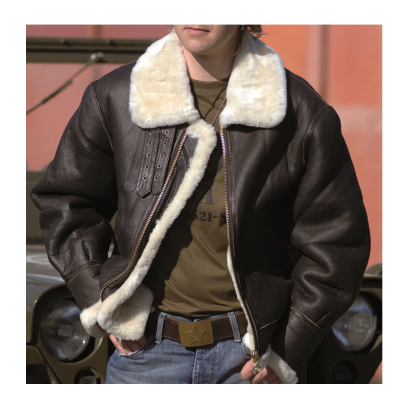 Blouson US B3 cuir fourrure agneau