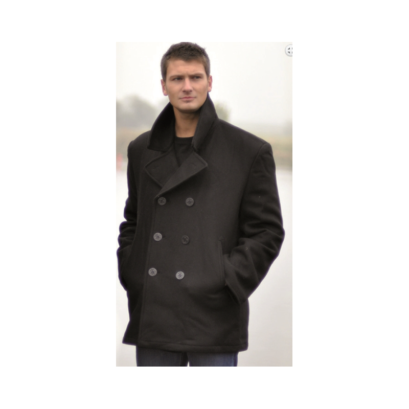 Caban US Navy Laine noir avec boutons noirs