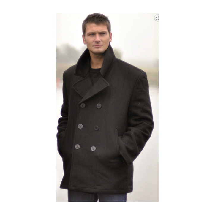 Caban US Navy Laine noir avec boutons noirs