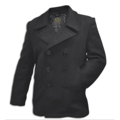 Caban US Navy Laine noir avec boutons noirs