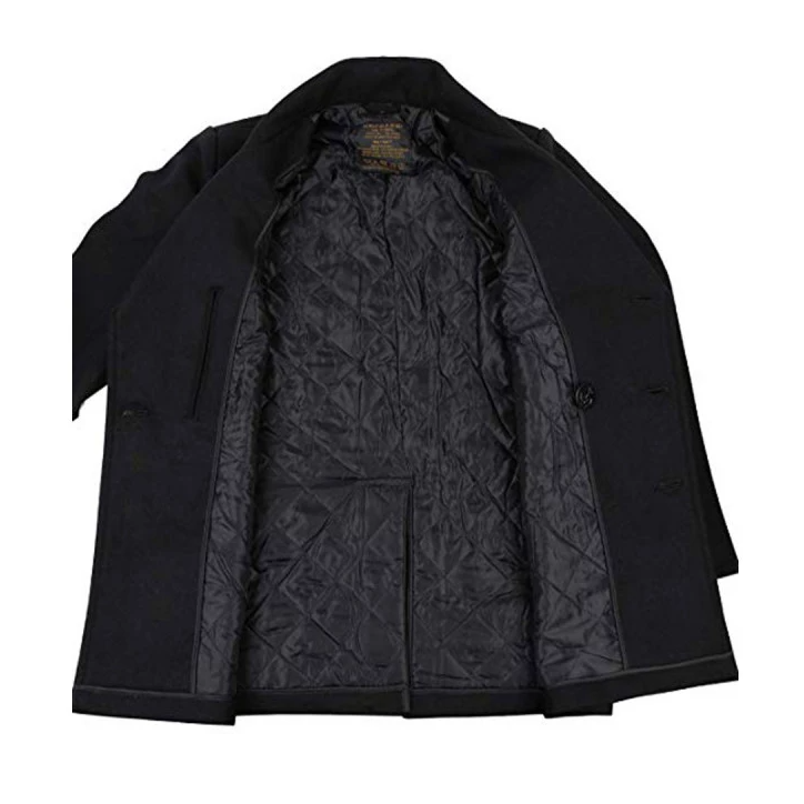 Caban US Navy Laine noir avec boutons noirs