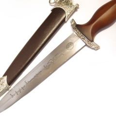 Dague d'honneur SA 1935 dedicacée poignée bois 