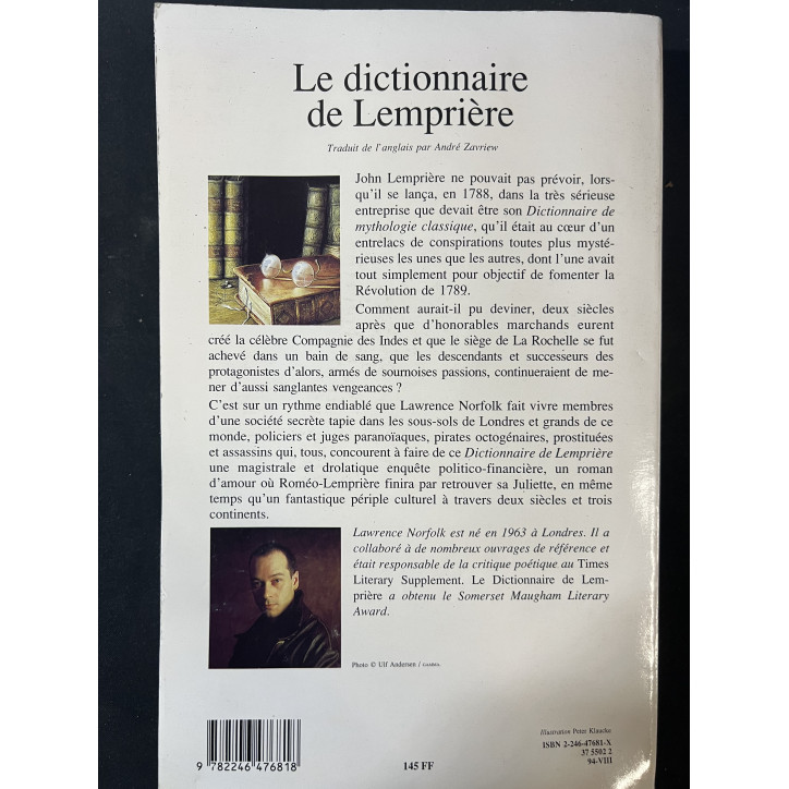 Livre Le dictionnaire de Lemprière de Lawrence Norfolk
