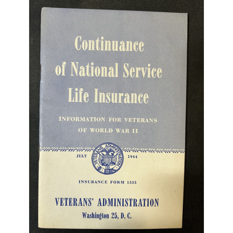 Livret Continuance of National Service Life Insurance