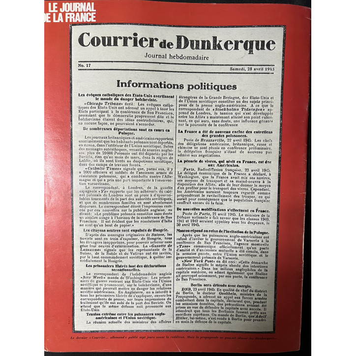 Revue Le journal de la France No 95 - Atlantique : Derniers combats