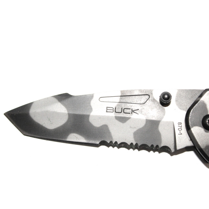 Couteau pliant Buck camouflage noir et métal