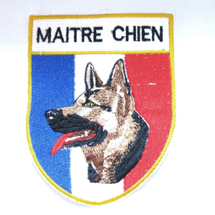 Ecusson tissu Maitre chien dimension 12 x 9 cm ref bo 158