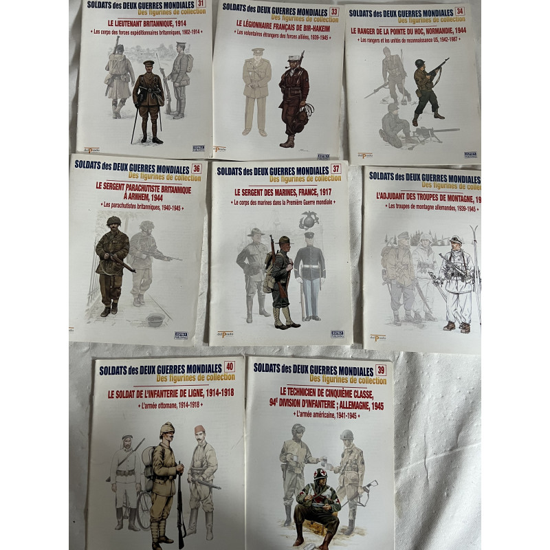 Lot de 8 revues Soldats des deux guerres Mondiales (No 31 à 40 manque le 32 et 35)