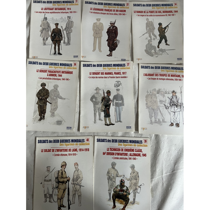 Lot de 8 revues Soldats des deux guerres Mondiales (No 31 à 40 manque le 32 et 35)