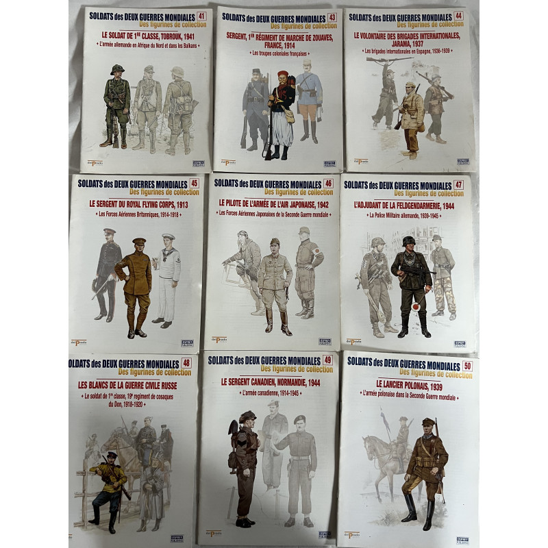 Lot de 9 revues Soldats des deux guerres Mondiales (No 41 à 50 manque le 42)