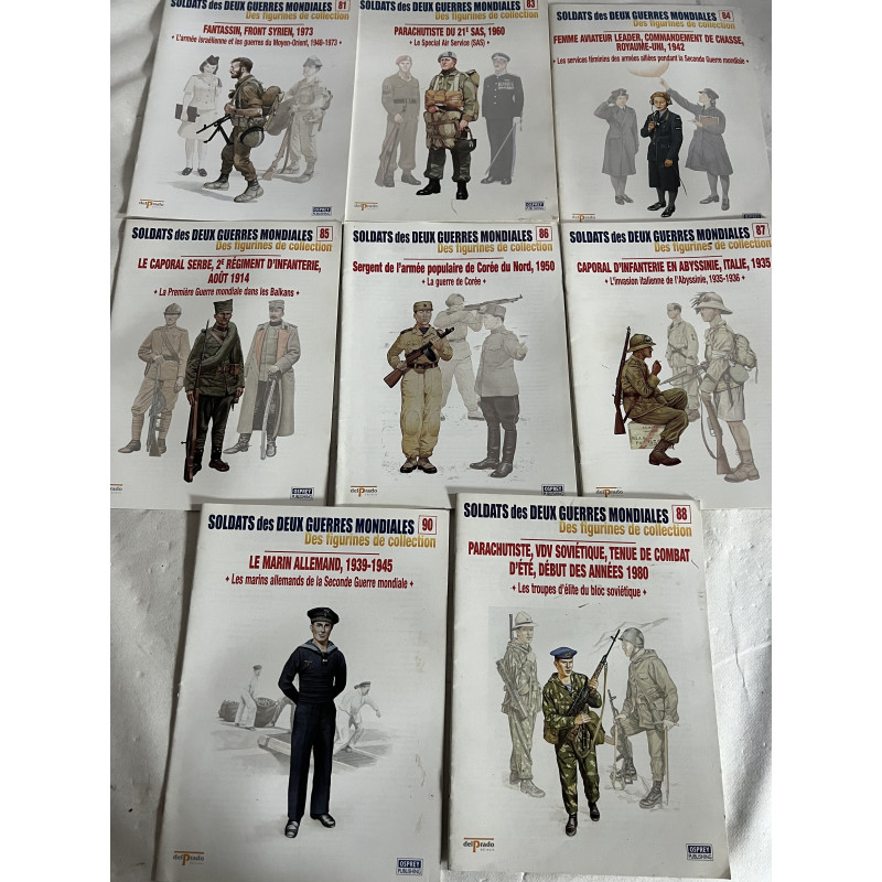 Lot de 8 revues Soldats des deux guerres Mondiales (No 81 à 90 manque 82 et 89)