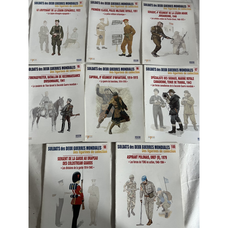 Lot de 8 revues Soldats des deux guerres Mondiales (No 91 à 100 manque 93 et 99)