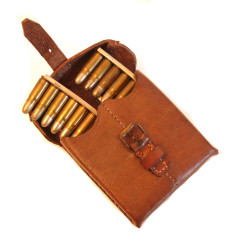 Pochette cuir pour 4 lames chargeur pistolet C96 Mauser 1912 ou 1916 