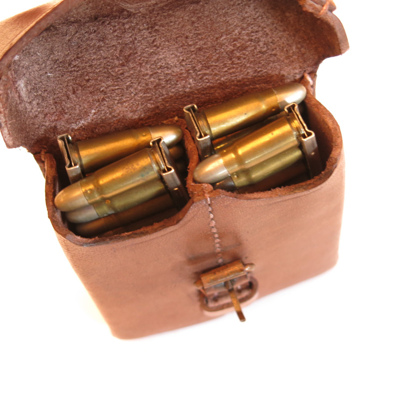 Pochette cuir pour 4 lames chargeur pistolet C96 Mauser 1912 ou 1916 