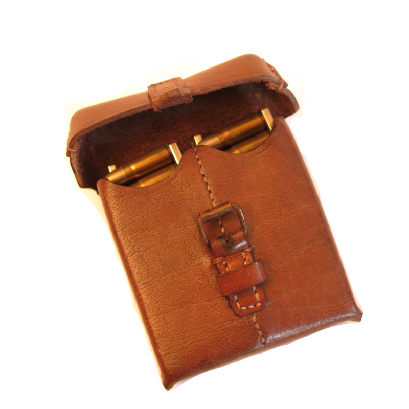 Pochette cuir pour 4 lames chargeur pistolet C96 Mauser 1912 ou 1916 