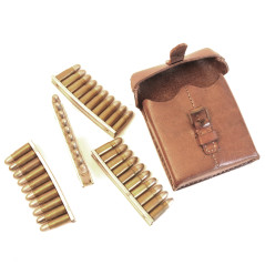 Pochette cuir pour 4 lames chargeur pistolet C96 Mauser 1912 ou 1916 