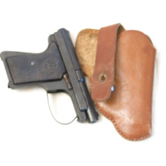 Etui cuir pistolet 6.35 de poche Le Français ref bab 08/22