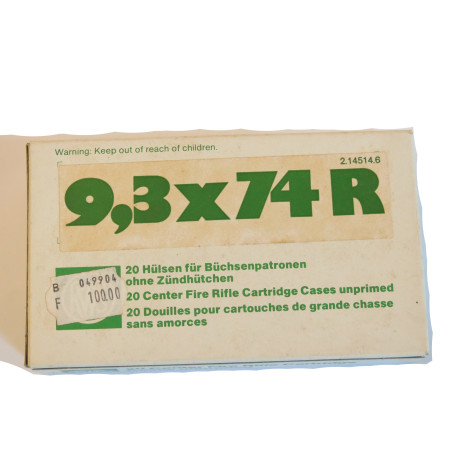 Boite de 20 douilles 9.3 x 74 R RWS