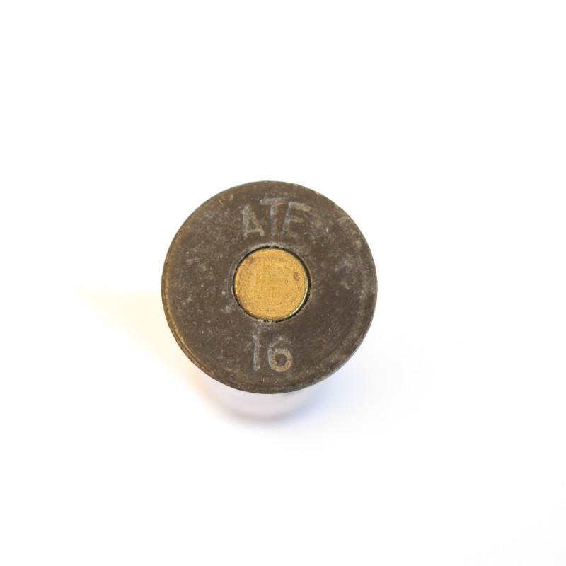 Cartouche calibre 16 militaire ATE etui acier laqué 