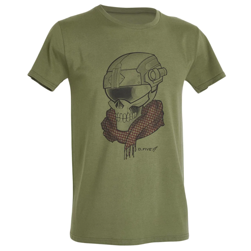 T-Shirt D.Five Skull with Helmet vert (Taille L)
