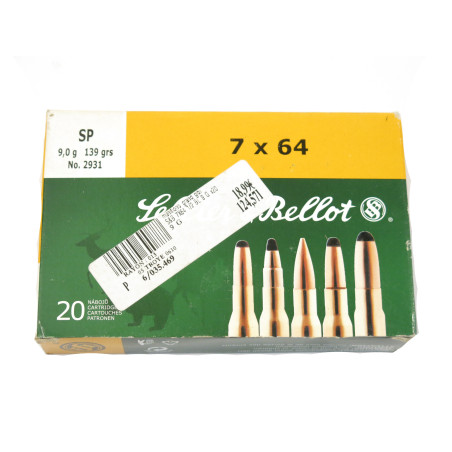 Boite de 20 cartouches 7 x 64 Sellier Bellot 139 gr