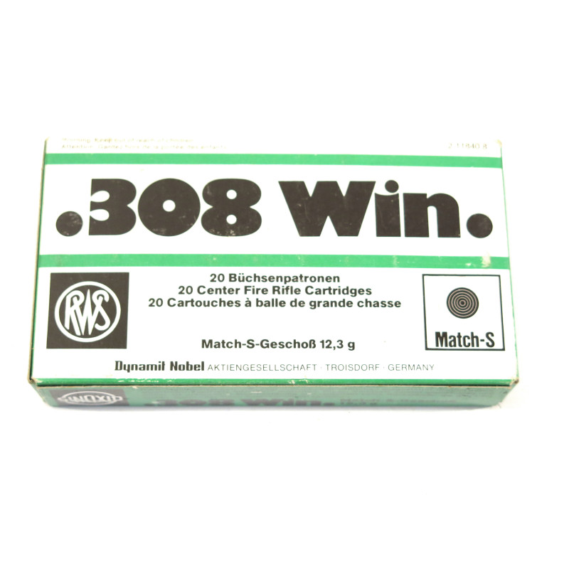 Boite de 20 cartouches RWS 7.62 x 51- 308  12.3 g 