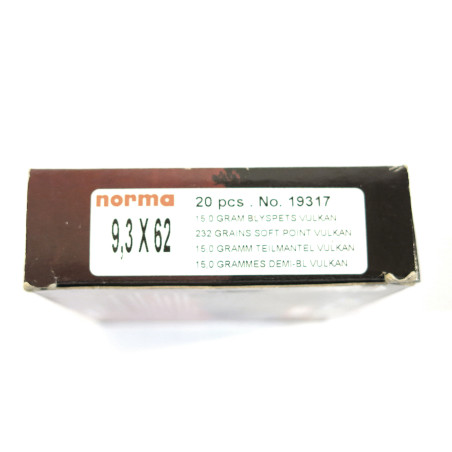 Boite de 20 cartouches 9.3 x 62 Norma 232 gr