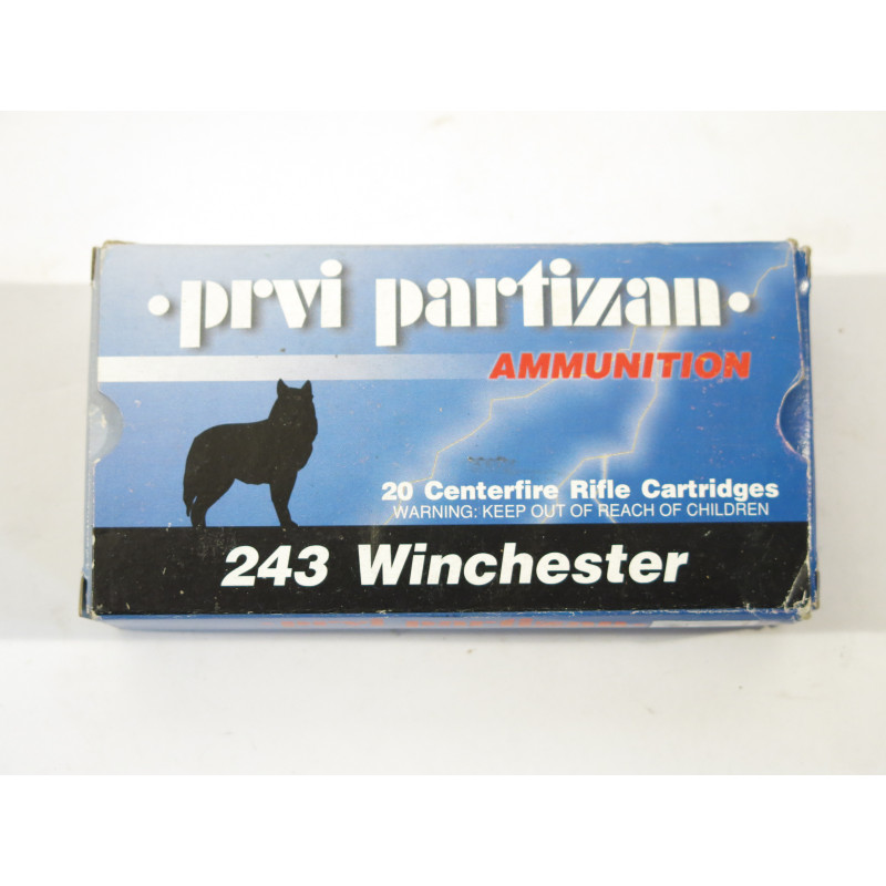 Boite de 20 cartouches calibre 243 Winchester Partizan 
